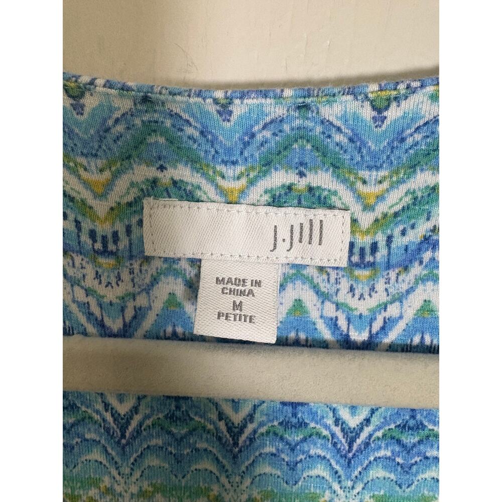 J. Jill Medium Petite Cross Over Faux Wrap Geometric Wave Design Maxi - Picture 3 of 7